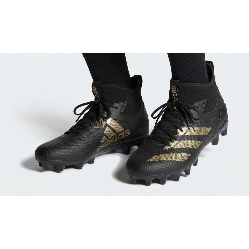 Adidas Adizero Impact Football Cleats Mens Sz 11 Black Gold IF2486 Mid Sock EUC